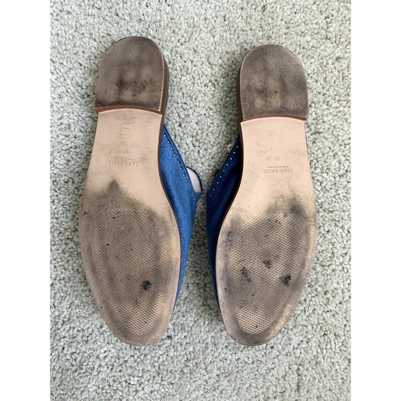 Zara Embroidered Peacock Blue Velvet Mule - Picture 6 of 6